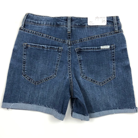 Ella Moss Beckett Button Fly Cuffed Raw Hem Jean Shorts Size 26 NEW - Picture 4 of 8